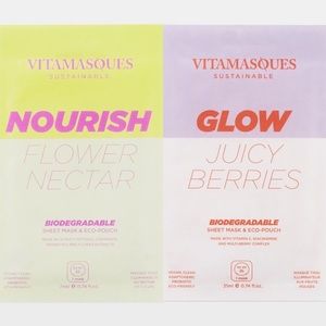 NWT 2 biodegradable sheet masks: Glow and Nourish